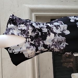 Black floral bodycon midi dress